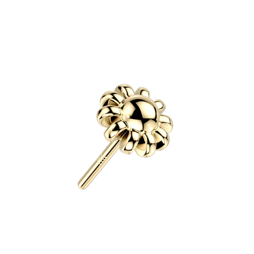 Solid Gold 14 Carat Top Flower Push-In