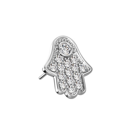 Or 14kt Embout Embout Hamsa Zircone Enfoncer