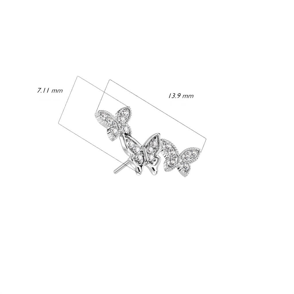 Oro 14 kt Superiore a farfalla di zirconi Push-In