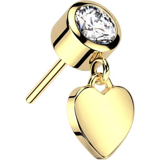 Oro 14 kt Zircone con Cuore pendente Push-In