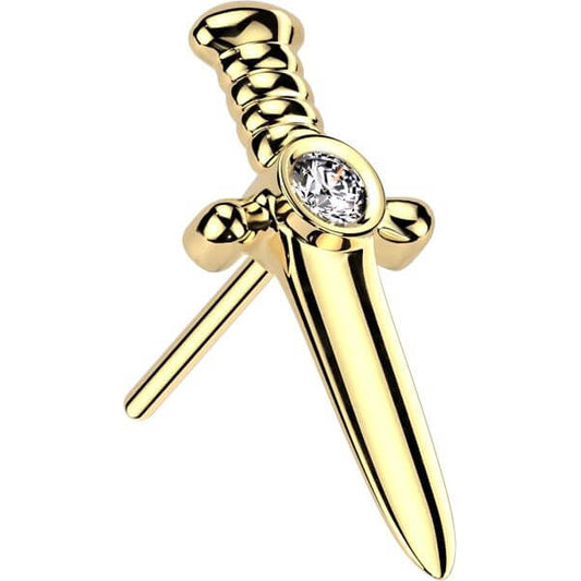 Oro 14kt Daga con Circonita Push In