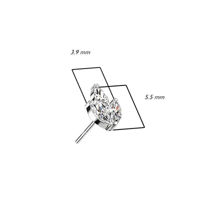 Or 14kt Embout Embout Feuille Zircone Enfoncer