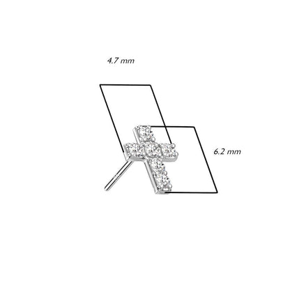 Solid Gold 14 Carat Top Cross Zirconia Push-In