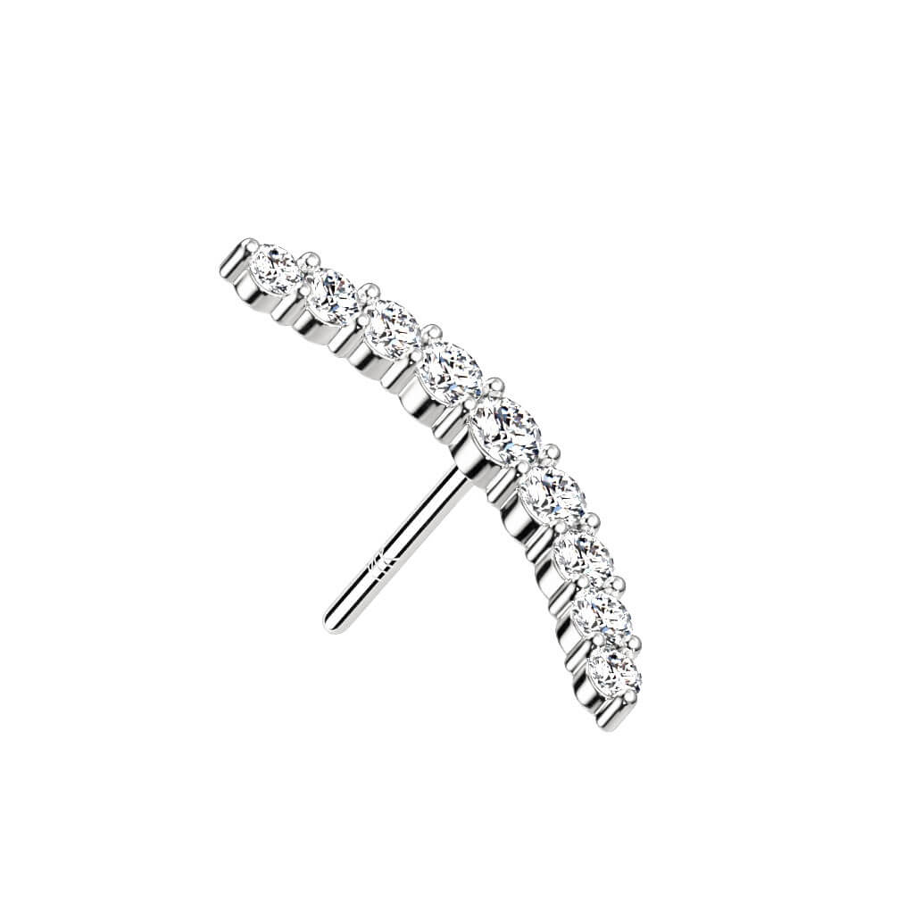 Or 14kt Embout Embout Courbé Zircone Enfoncer