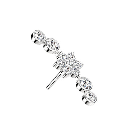 Or 14kt Embout Embout Fleur Zircone Enfoncer