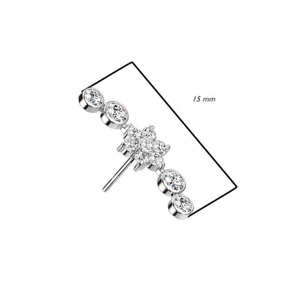 Or 14kt Embout Embout Fleur Zircone Enfoncer