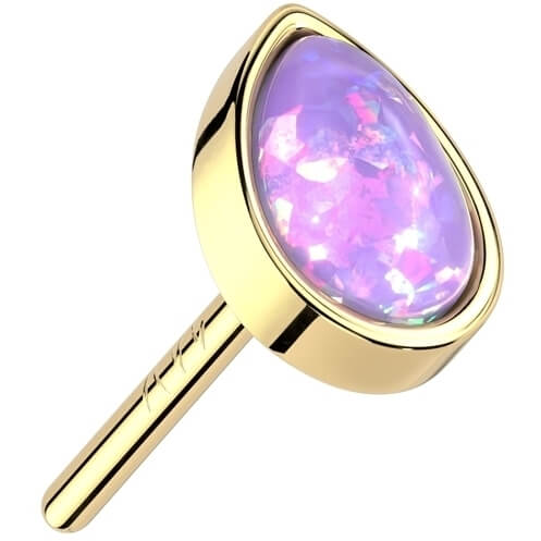 Solid Gold 14 Carat Drop Opal Push-In