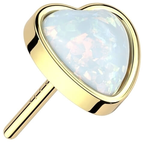 Oro 14kt Corazón Ópalo Push In