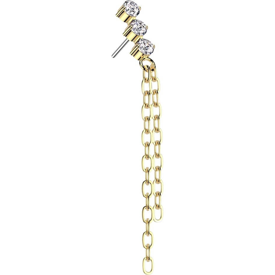 Titanium 3 zirconias double chain dangle Push-In