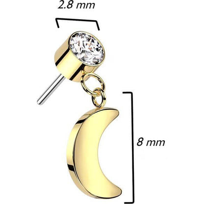 Titane Embout Zircone Pendentif Lune Enfoncer