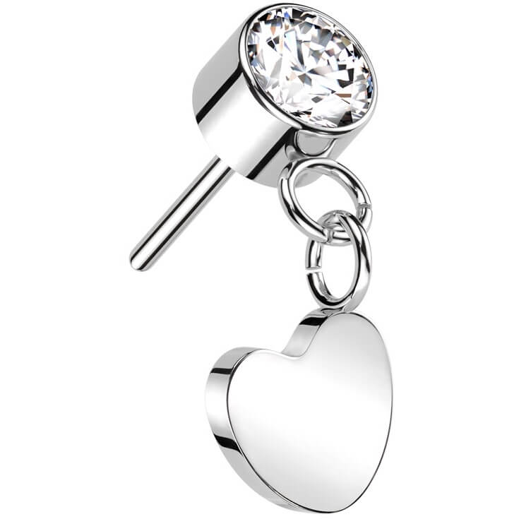 Titanium top heart dangle zirconia Push-In