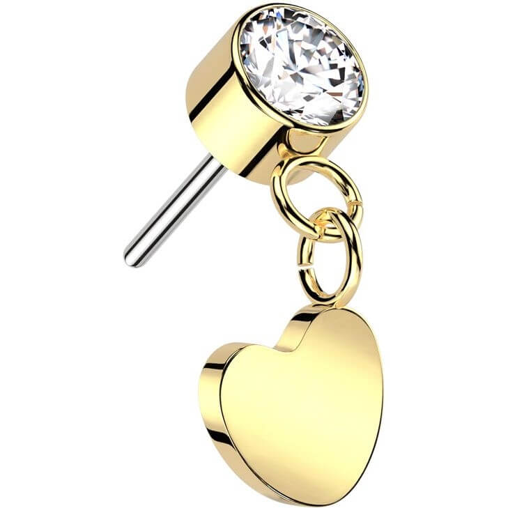 Titanium top heart dangle zirconia Push-In