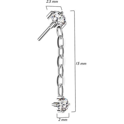 Titanium top chain dangle zirconia Push-In