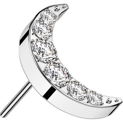 Titanium top crescent moon zirconia Push-In