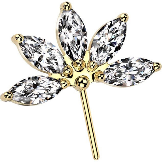 Titane Embout Fleur taillée marquise zircon Enfoncer