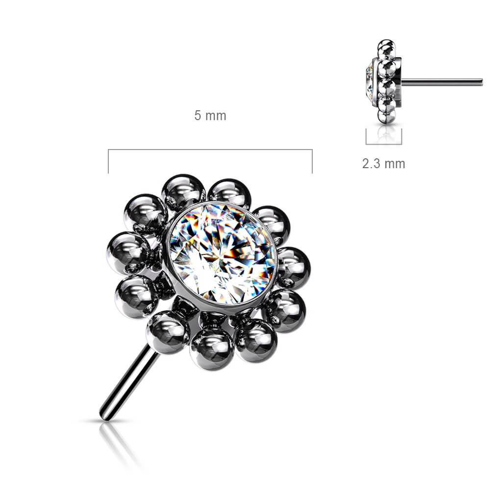 Titanium top flower zirconia with beaded balls Push-In