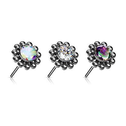 Titanium top flower zirconia with beaded balls Push-In