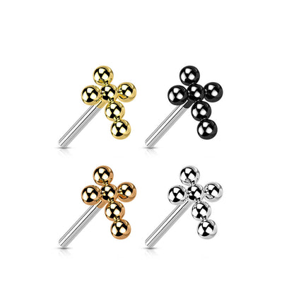 Titanium Labret Cross Ball Flower Push-In