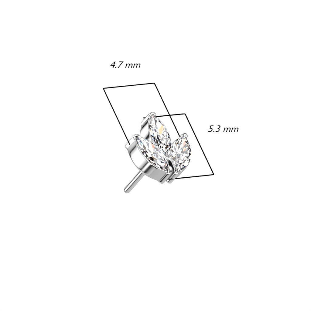 Titanium top marquise cut 3 zirconias Push-In