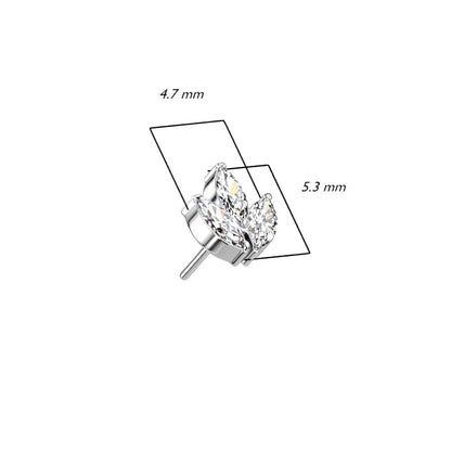 Titanium top marquise cut 3 zirconias Push-In