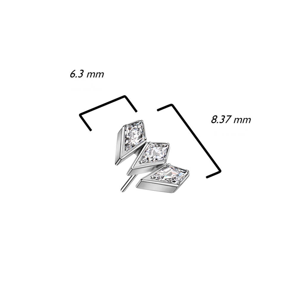 Titane Embout Embout Marquise 3 Zircone Enfoncer