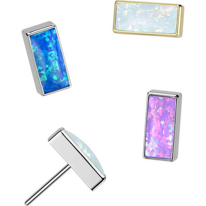 Titanium top rectangular opal bezel setting Push-In