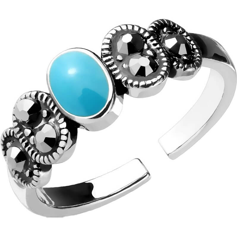 Turquoise Zirconia Adjustable Silver