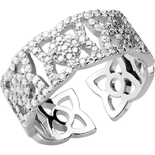 Anneau Fleur Zircone Argent Ajustable