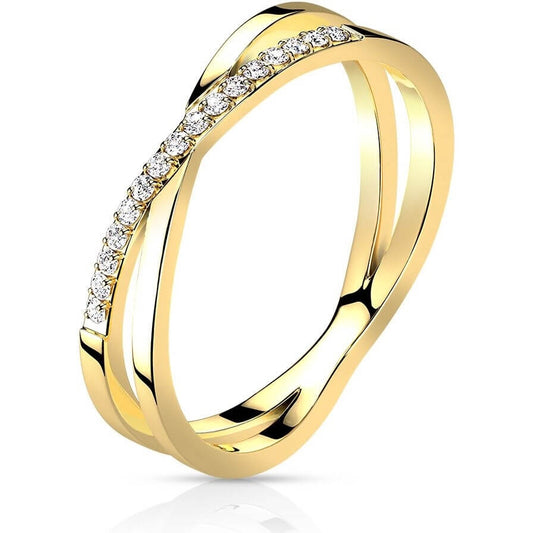 Crossed Zirconia Gold