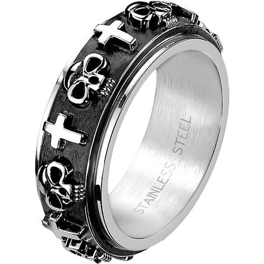 Skull and Crossbones Black Silver