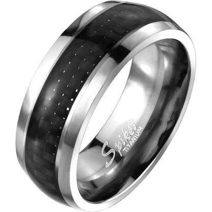 Titane Anneau Zircone Noir Argent