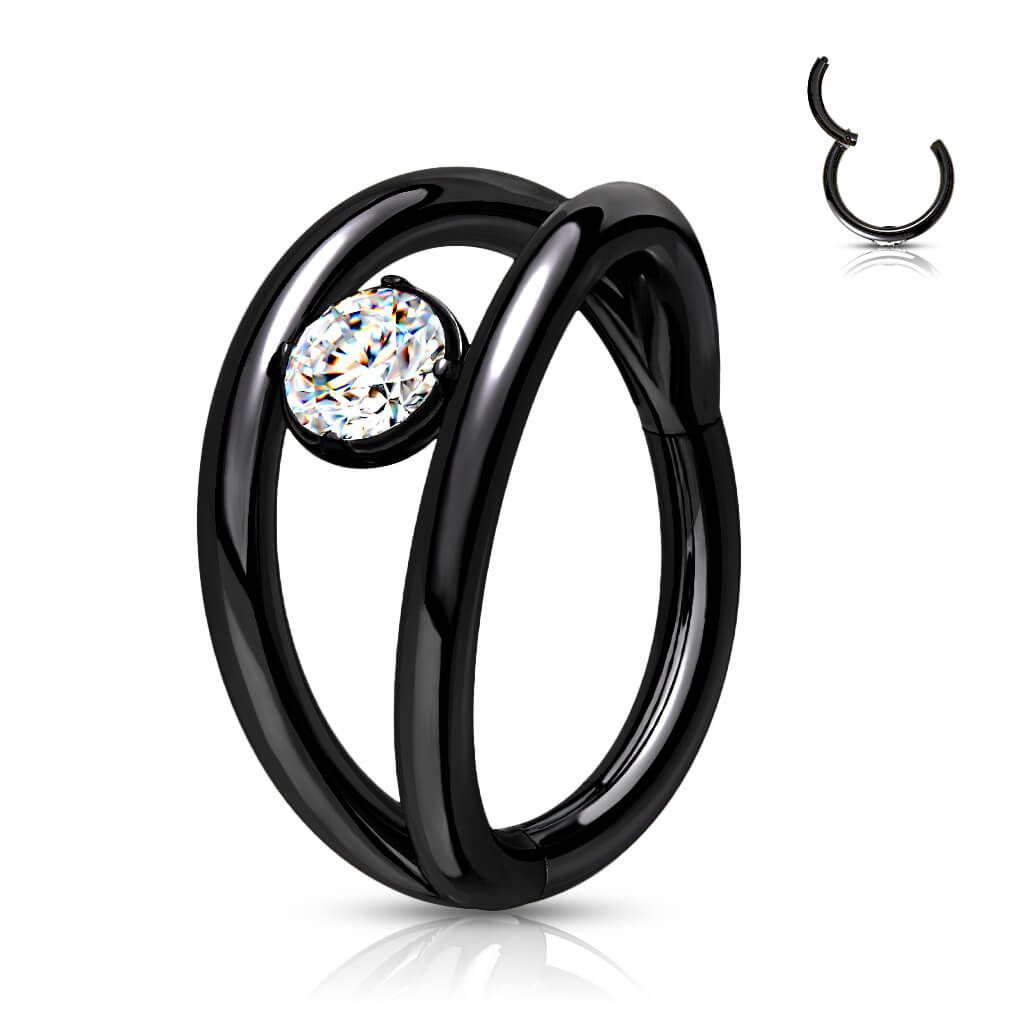 Ring Ball Zirconia Silver Clicker