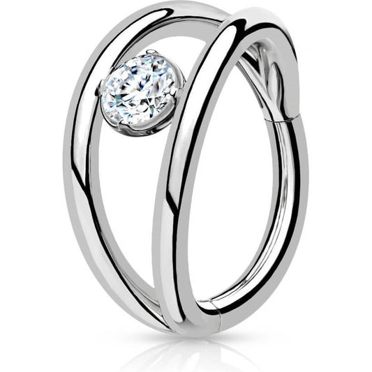 Anneau Bille Zircone Argent Cliqueur