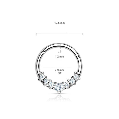 Anello Piercing 7 Zirconi Clicker