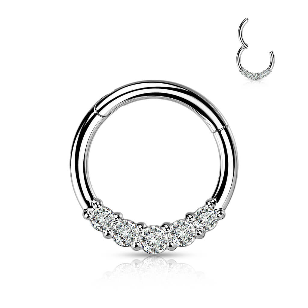 Anello Piercing 5 zirconi Clicker