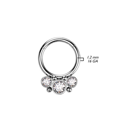 Anello Piercing 3 zirconi tondi Clicker