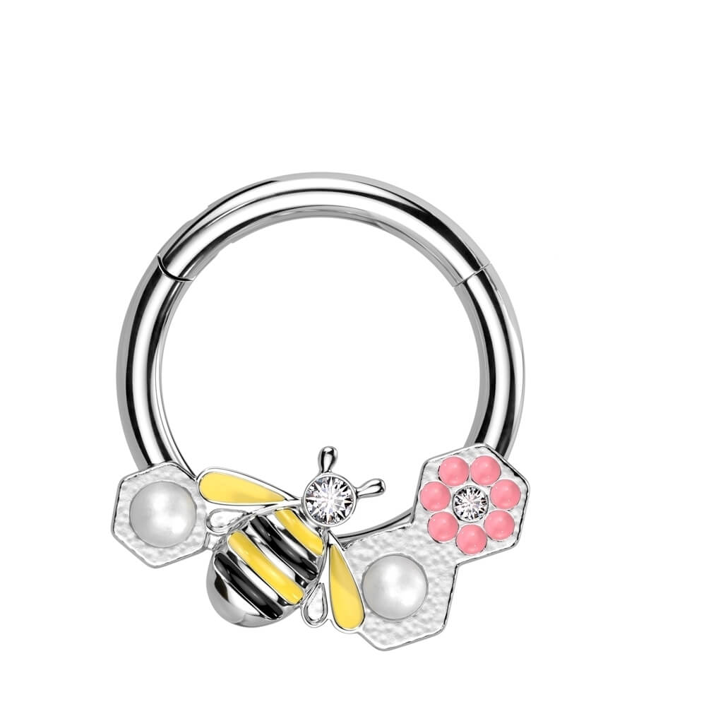 Anillo Abeja y flores con circonita Clicker