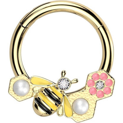 Anillo Abeja y flores con circonita Clicker