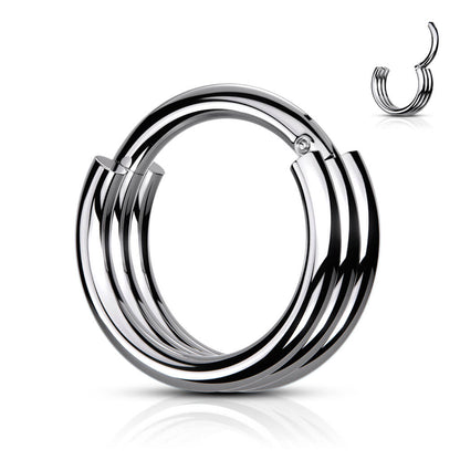 Anello Piercing Tripla linea di semicerchi Clicker