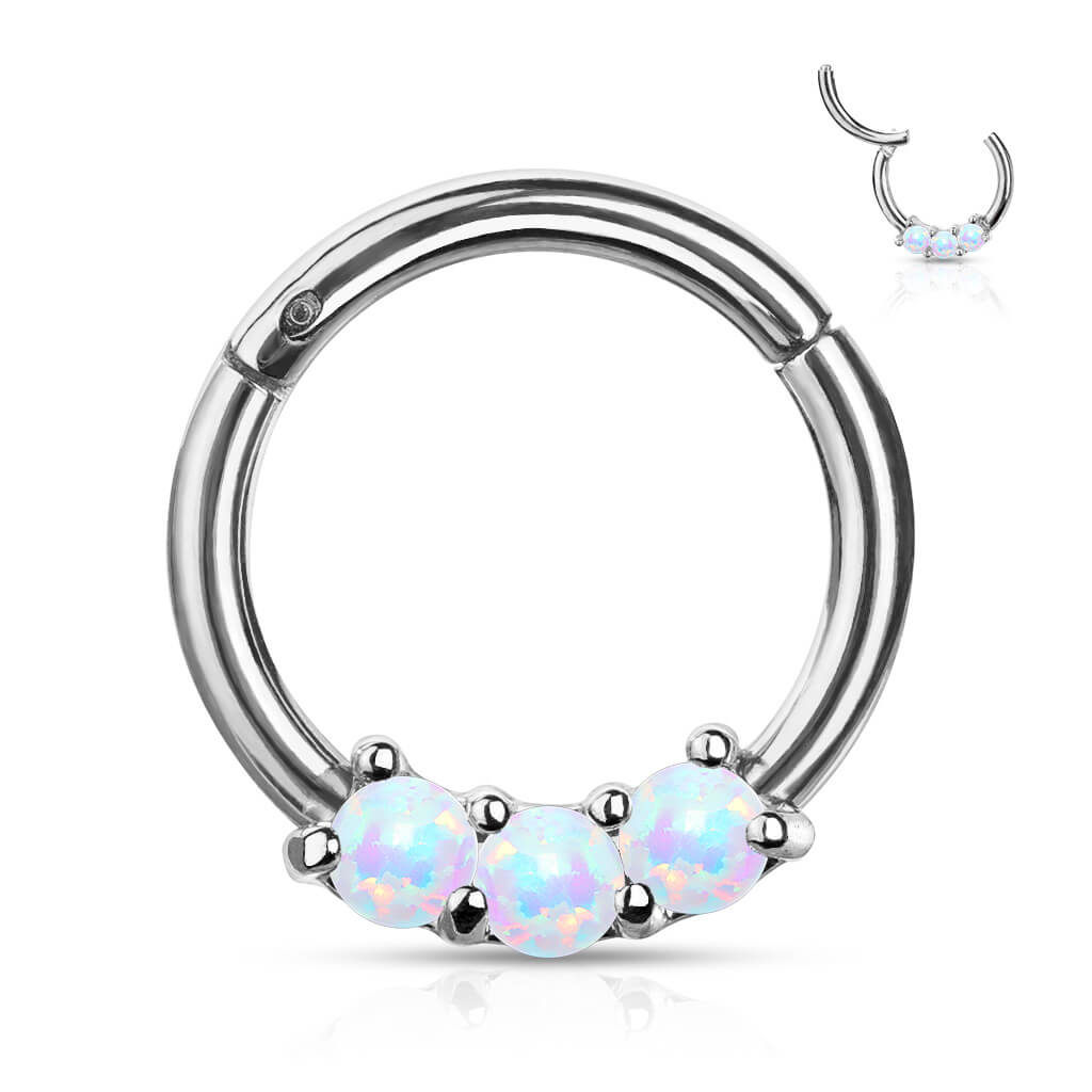 Anello Piercing 3 opali Clicker