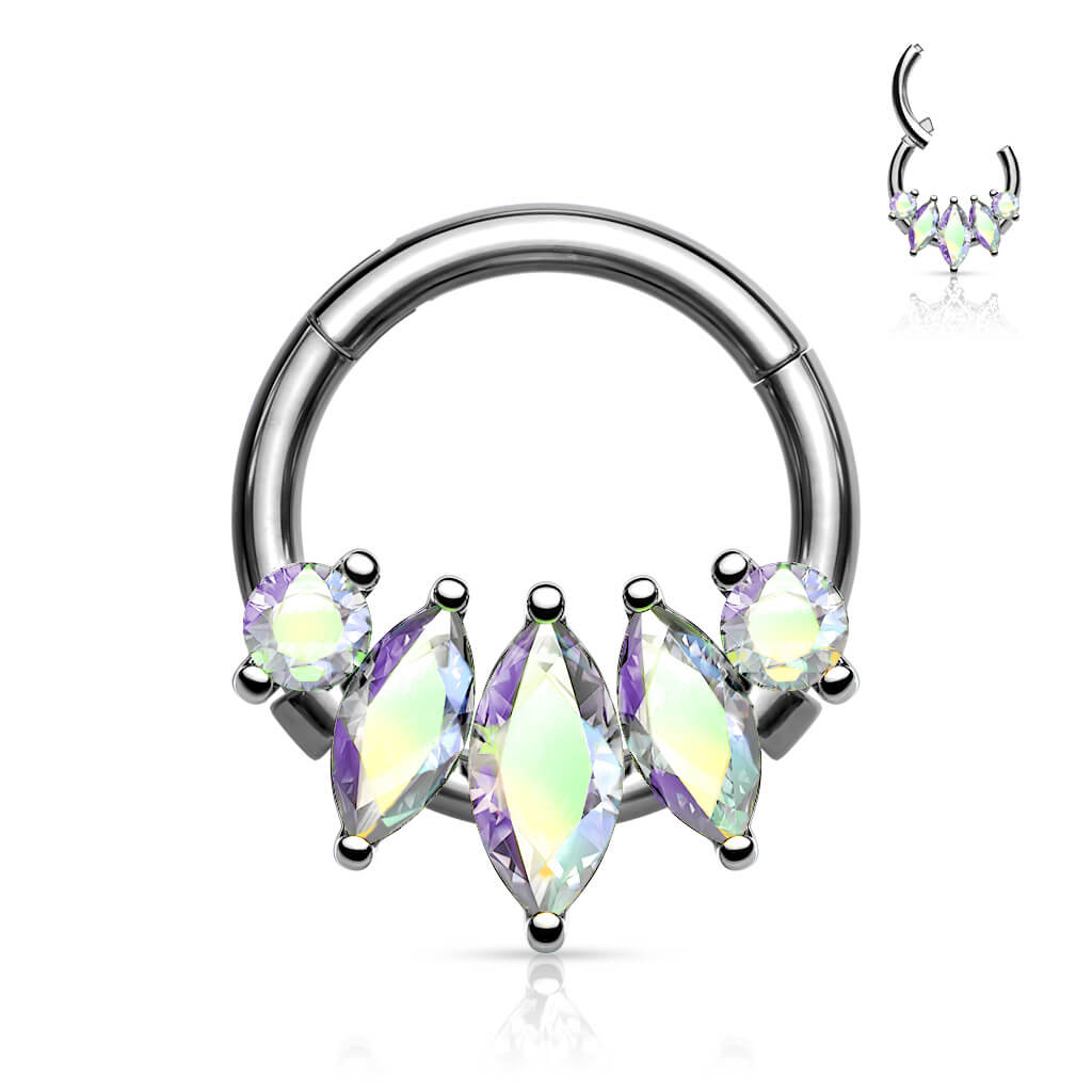 Ring Marquise Cut 5 Zirconia Clicker