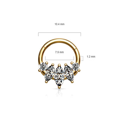 Ring Marquise Cut 5 Zirconia Clicker