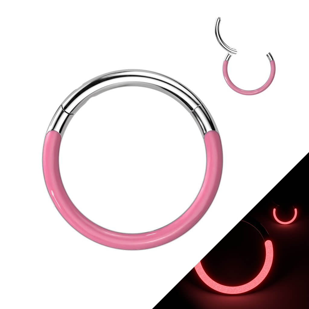 Titanio Anello Piercing Luminescente al buio Clicker