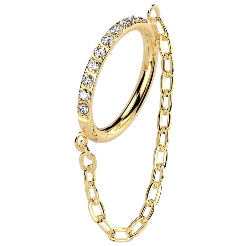 Titan Ring Kette Zirkonia Clicker