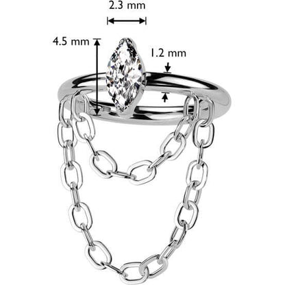 Titan Ring Doppel Kette Anhänger Zirkonia Clicker