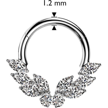 Titanium Ring butterfly marquise cut zirconia Segment