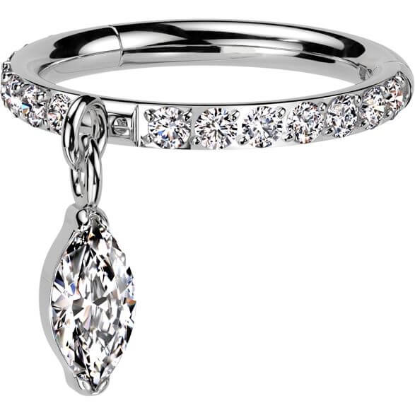 Titanium Ring zirconia marquise cut dangle Segment