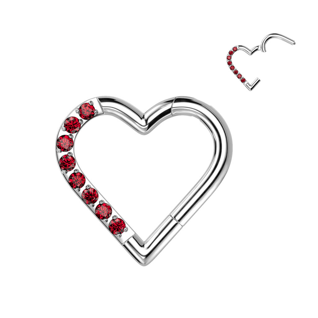 Titanio Anello Piercing  Cuore di zirconi Clicker