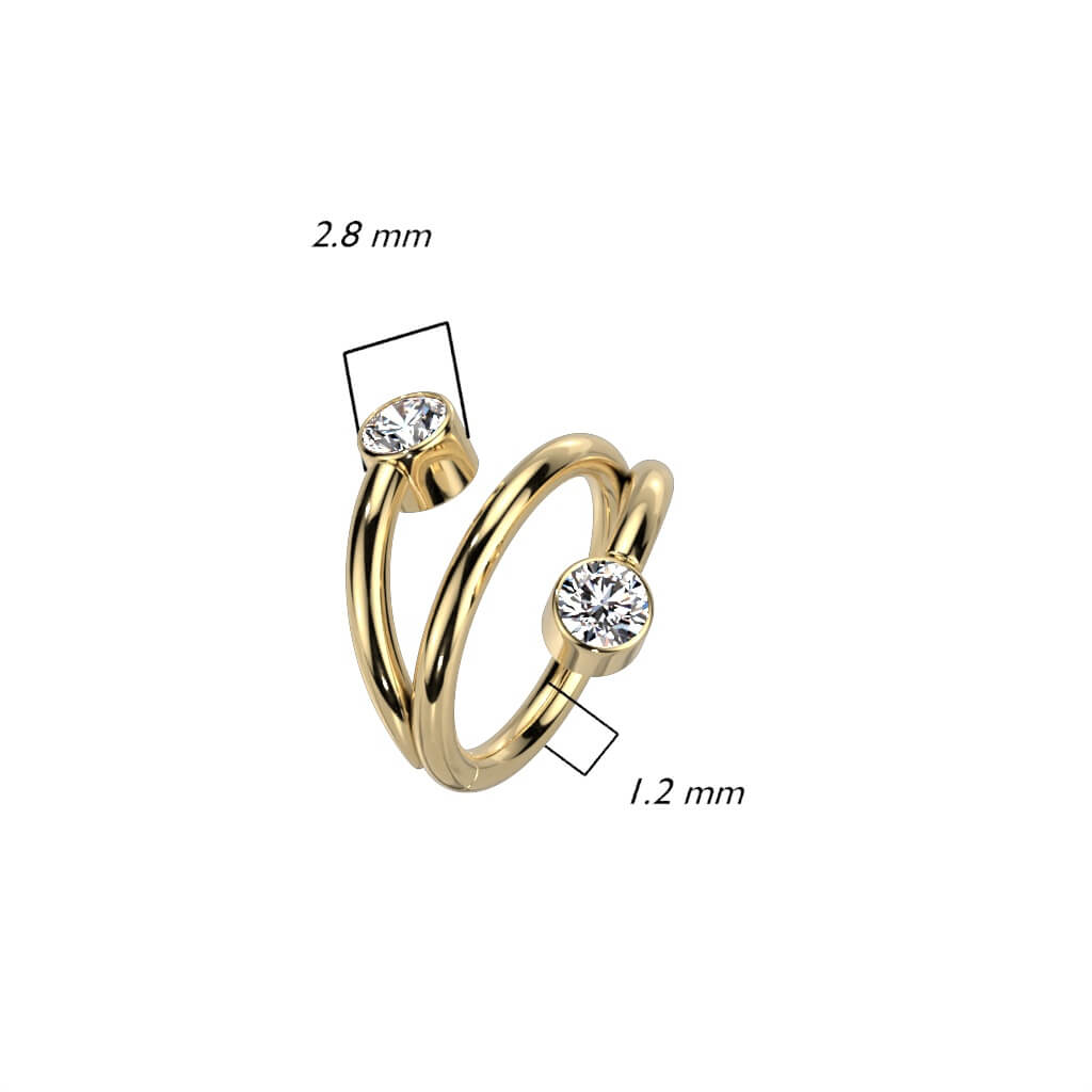 Titanium Ring Double Row Ball Zirconia Clicker