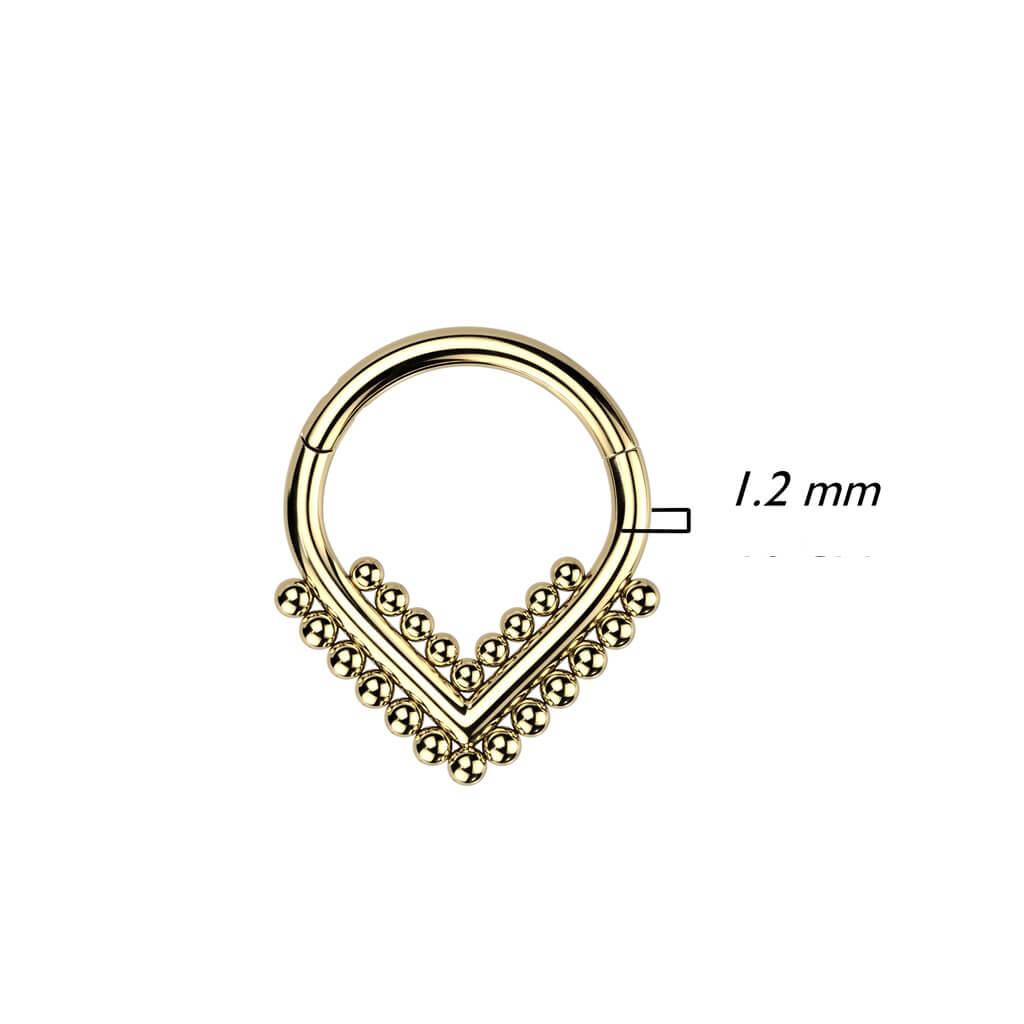 Titanio Anello Piercing Chevron motivo a sfere Clicker